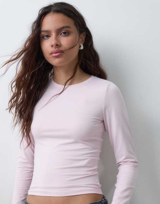 Hollister seamless long sleeve top in light pink, 3 of 9