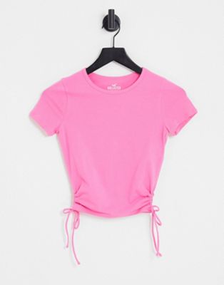 Hollister seamless side cinch t-shirt in pink
