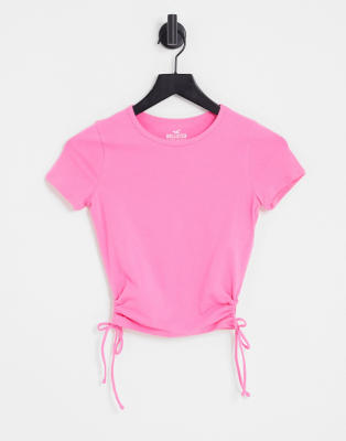 Hollister seamless side cinch t-shirt in pink