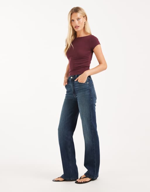 Hollister seamless slash neck top in burgundy, 4 of 4