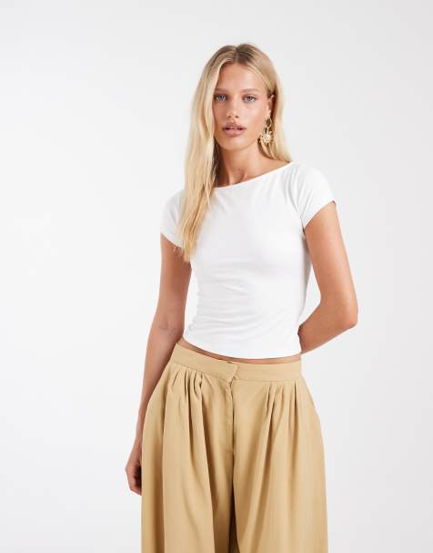 Hollister seamless slash neck top in white - view 1