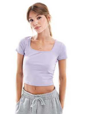 Hollister seamless square neck t-shirt in purple