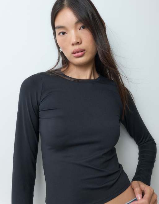 Hollister seamless topp med långa ärmar i svart, 2 av 5