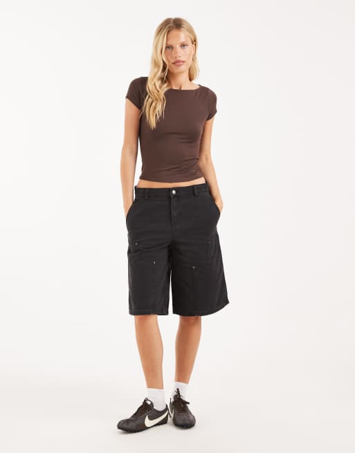 Hollister seamless topp med sned halsringning i brun, 3 av 4