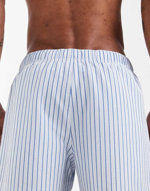 Hollister – Seersucker-Badeshorts in Blau gestreift, 5 von 5