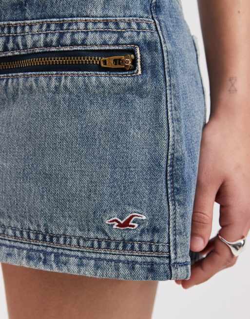 Hollister – Sehr kurzer Jeans-Skort in mittelblauer Waschung, 4 von 5