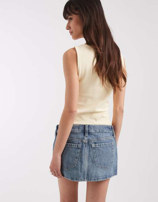 Hollister – Sehr kurzer Jeans-Skort in mittelblauer Waschung, 5 von 5