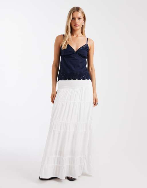 Hollister sequin scalloped hem cami top in navy