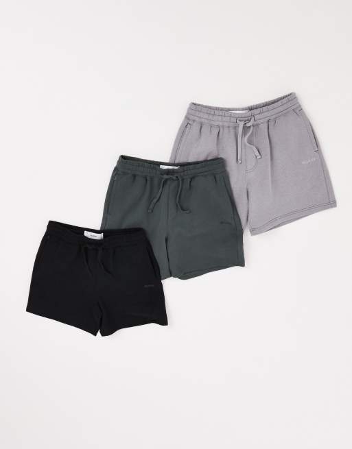 Hollister - Set van 3 8-inch shorts vasn jersey in grijs en zwart