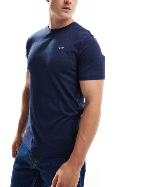 Hollister - Set van 3 T-shirts met icoonlogo in tinten van gemêleerd blauw