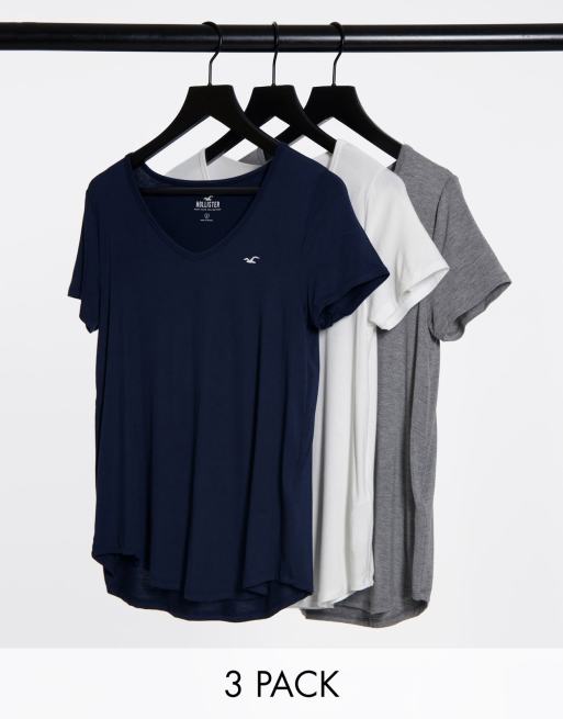 Hollister set van 3 T-shirts met V-hals in verschillende kleuren