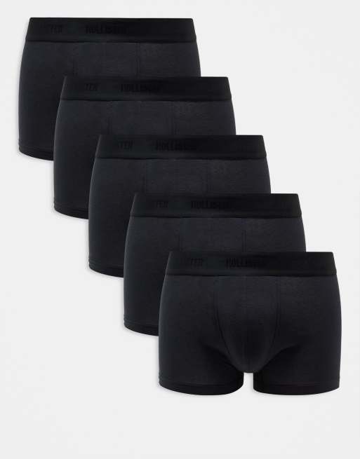Hollister - Set van 5 basic klassieke boxershorts in zwart