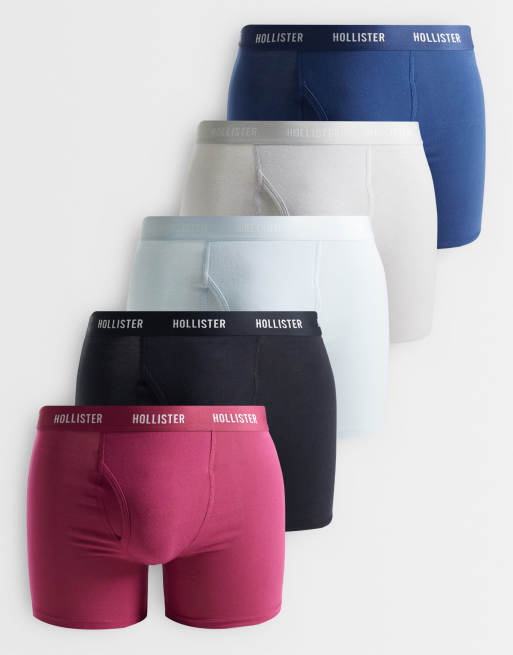 Hollister - Set van 5 boxershorts met gulp aan de voorkant in multi, 1 van 3