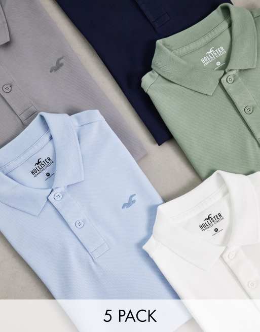 Hollister Set van 5 piqu polo s met logo in multi