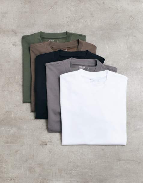 Hollister set van 5 T-shirts voor elke dag in grijs, kaki en zwart - view 1