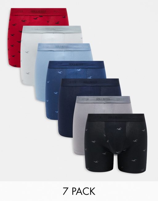 Hollister - Set van 7 boxershorts met effen en iconische logoprints in multi