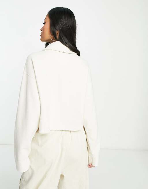 Fila holly cropped top ecru fleece shirt