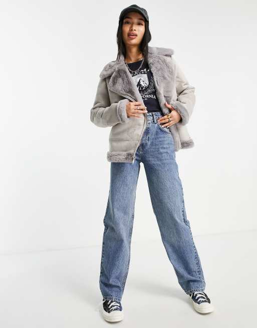 Hollister cheap shearling jacket