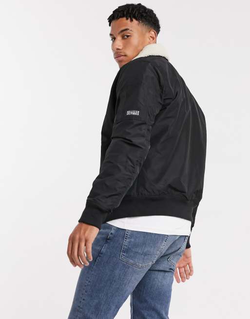 Hollister black bomber jacket hotsell