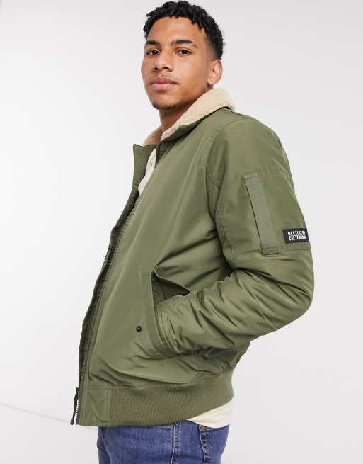 Hollister green bomber jacket online