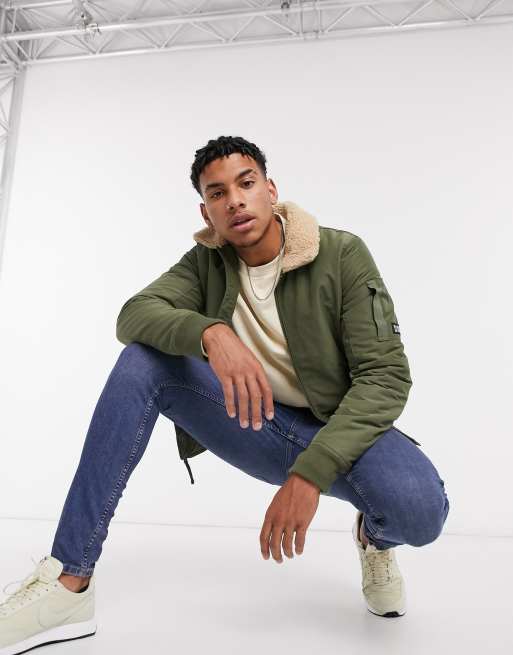 Hollister green discount bomber jacket