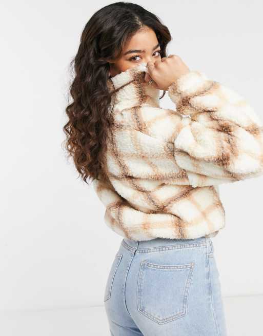 Hollister sherpa half zip discount