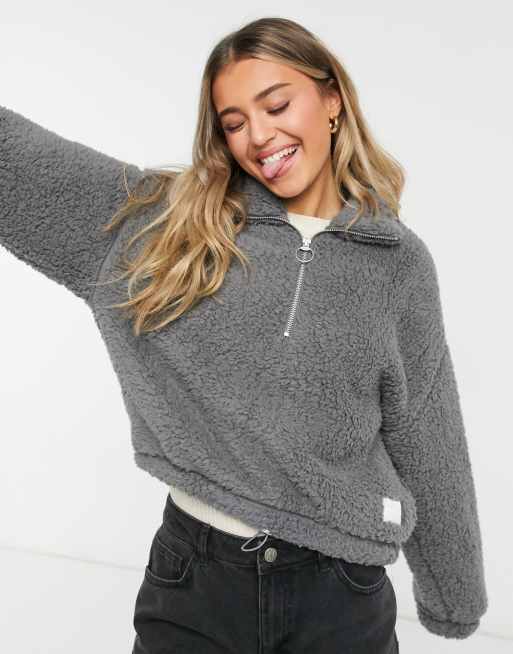 Smokey grey sherpa pullover discount