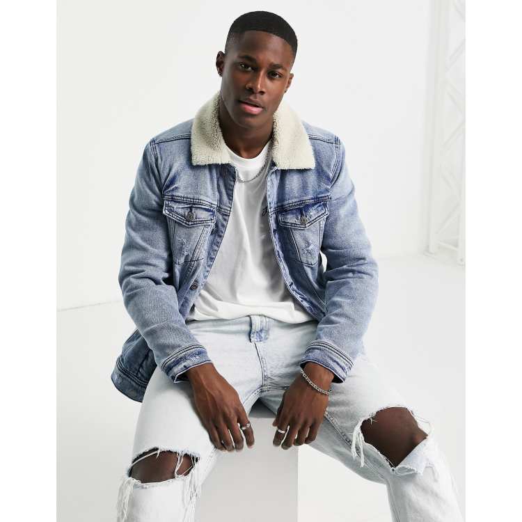 Mens sherpa lined trucker jacket discount
