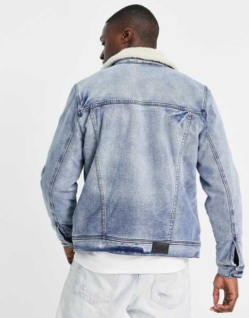 Hollister jean jacket with fur sale