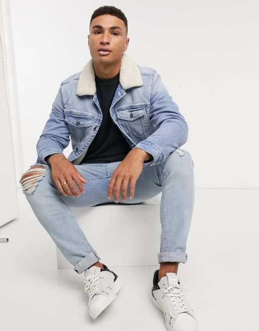 Hollister sherpa trucker jacket top