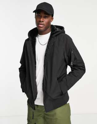 Hollister, Jackets & Coats, Hollister Dark Grey Sherpalined Coat With  Furlined Hood