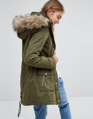 Hollister Sherpa Lined Parka Coat with 