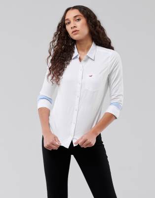 Hollister shirt in white - ASOS Price Checker