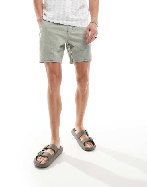 Hollister - Short 7 pouces en lin texturé - Vert clair