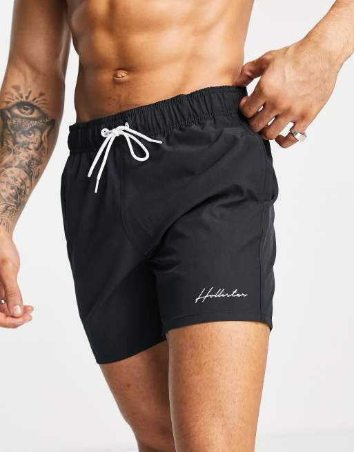 Hollister Short de bain a logo manuscrit Noir ASOS
