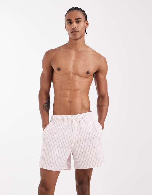 Hollister - Short de bain en crépon à rayures - Rose