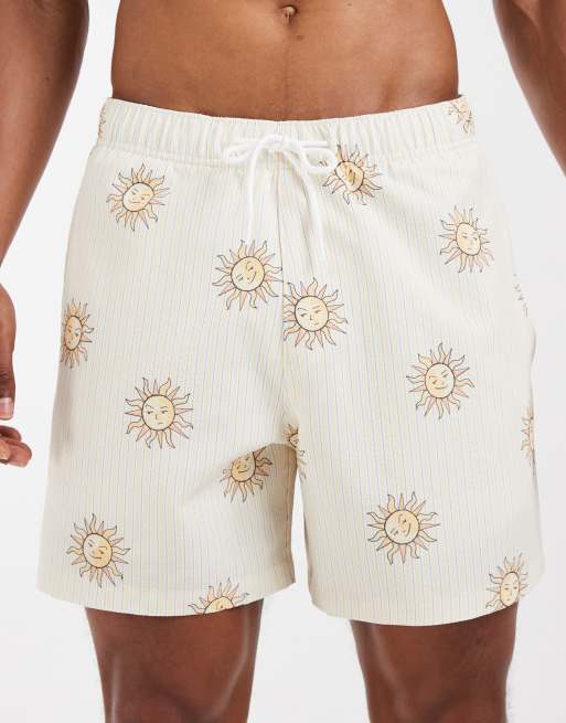 Hollister - Short de bain en crépon imprimé soleils - Jaune, 4 de 5