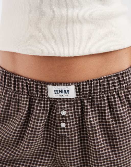 Hollister short de pyjama en flanelle à carreaux marron, 3 de 5
