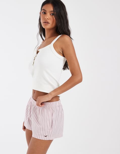 Hollister - Short de pyjama style caleçon à rayures - Rose - view 1