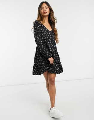 人気満点 ホリスター Hollister レディース ワンピース ワンピース ドレス Short Dress In Black Ground Floral ブラック 初売りセール Asadtv Com