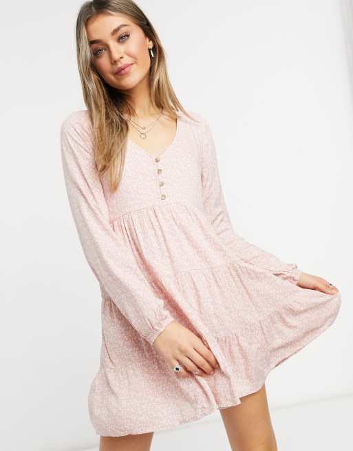 Hollister Short Dress In Pink Ground Floral Asos 