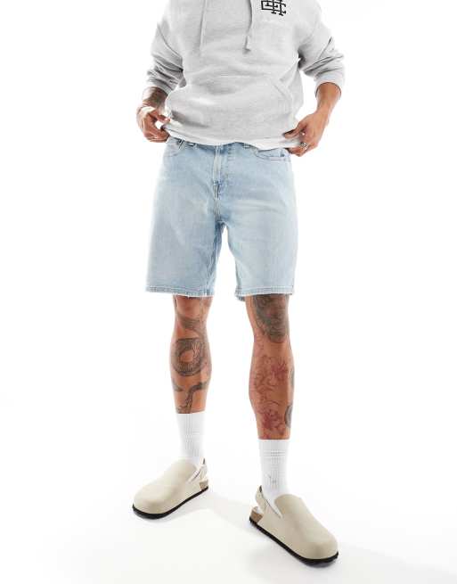 Hollister - Short en jean ample 9 pouces style utilitaire - Bleu clair délavé