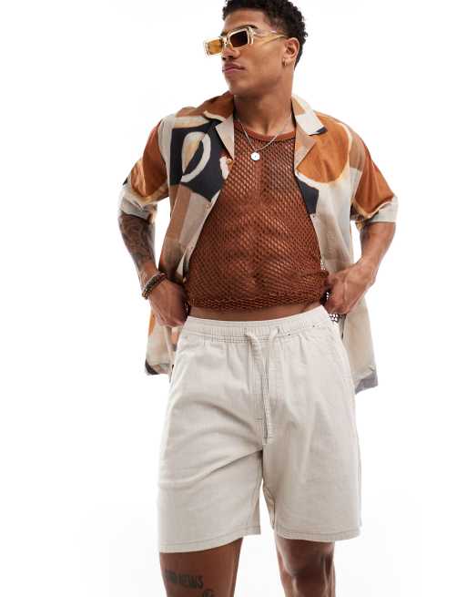 Hollister - Short jogger en lin mélangé - Crème