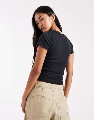 Hollister Short Sleeve Baby Tee In Black