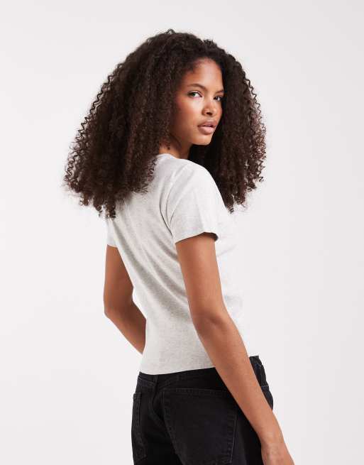 Hollister short sleeve baby tee in heather gray, 3 of 4