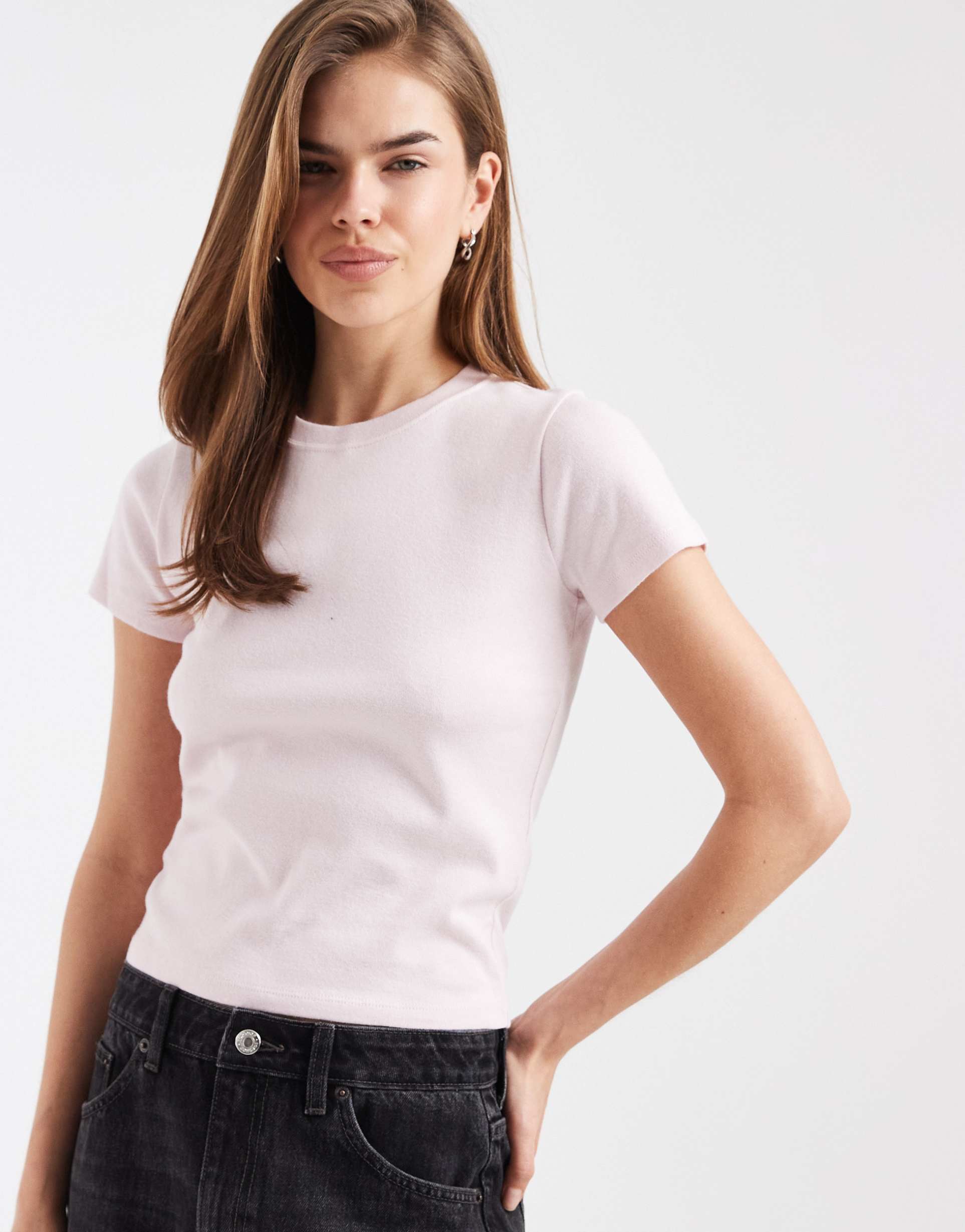 hollister short sleeve baby tee in light pink