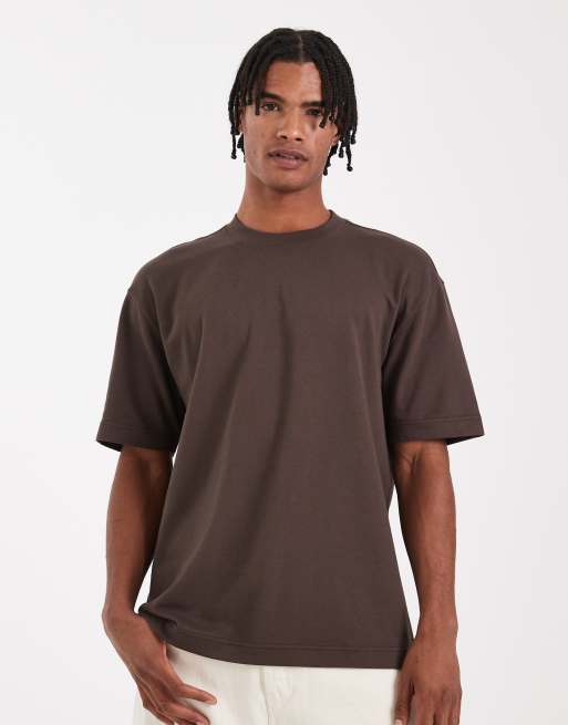 Hollister short sleeve boxy crew neck cooling t-shirt in brown