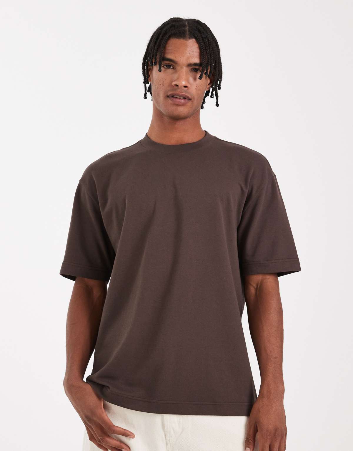 Hollister short sleeve boxy crewneck cooling t-shirt in brown