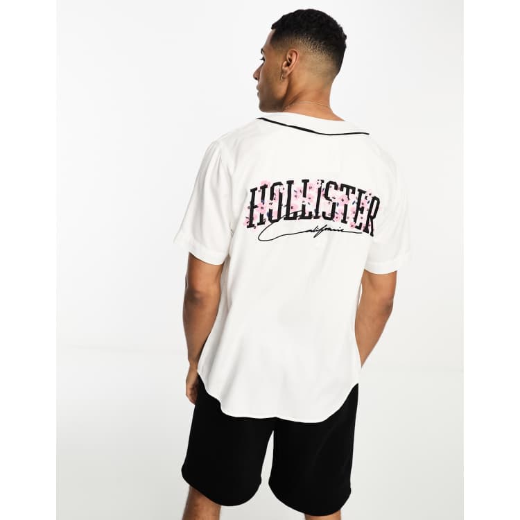 Hollister short sleeve cherry blossom logo back print baseball shirt in white ClassicfuncenterShops sacai CRO YM Crop Jacket