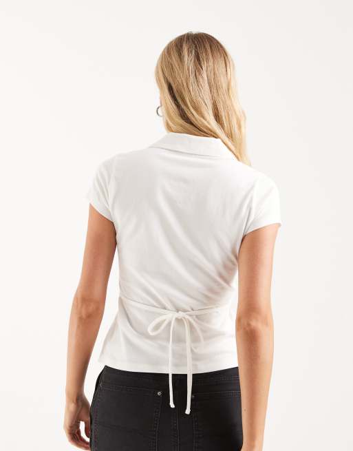 Hollister short sleeve chest graphic polo in white, 2 of 4